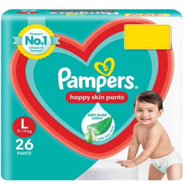 Pampers Happy Skin Pants, Large Size, 26 Count Diapers