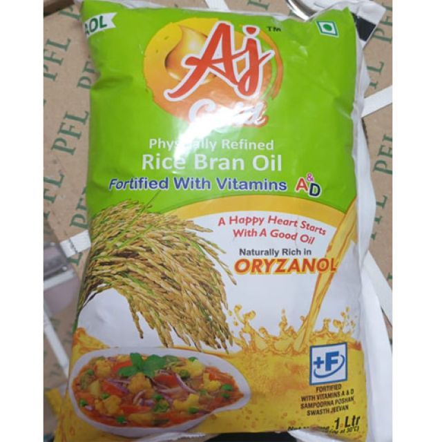 AJ Gold Rice Bran Oil 1Ltr (910g) Pouch