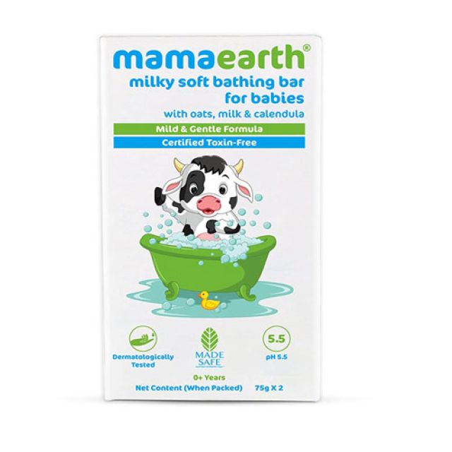 Mamaearth Milky Soft Bathing Bar for Babies with Oats, Milk & Calendula – 75g x 2