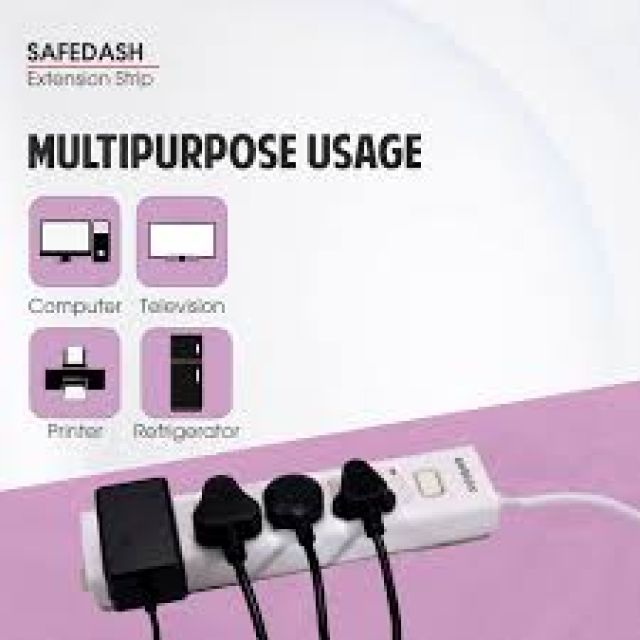 Zebion Safe Dash 4 Socket Extension Boards (White, 2 M)