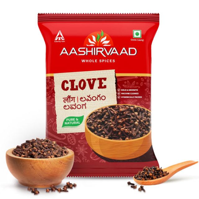 50g Pack Aashirvaad Clove, Flavourful Whole Spice, Long & Intact Buds, 100% Pure, Dust Free & Hygienically Packed