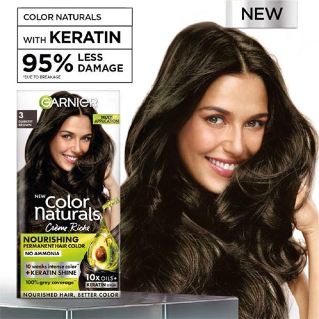35ml + 30g Garnier Color Naturals Darkest Brown Hair Color Shade 3