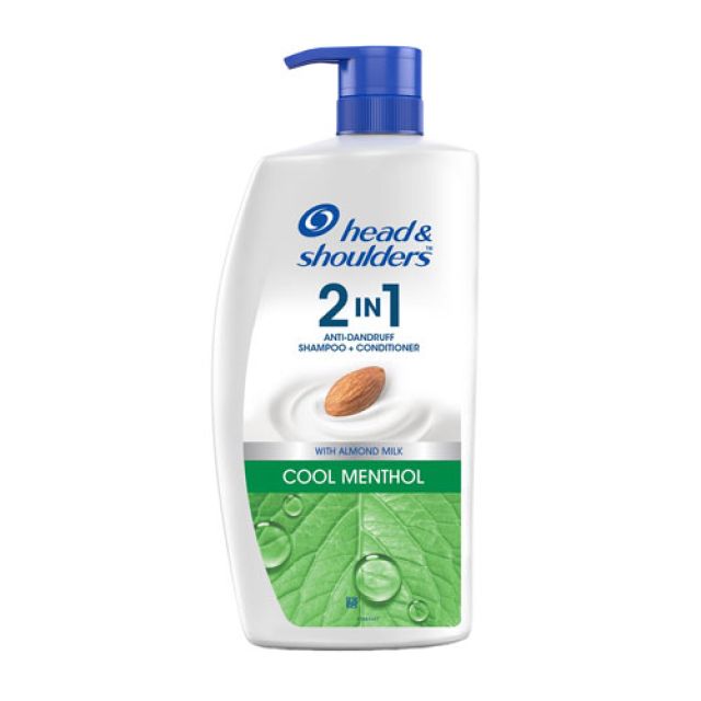 72ml Head & Shoulders 2-in-1 Cool Menthol Anti Dandruff Shampoo + Conditioner for Women & Men, With Almond Milk