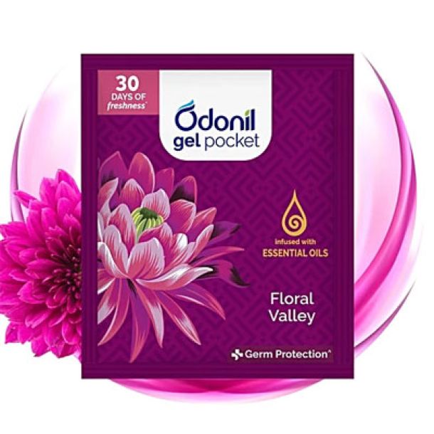 Odonil Gel Pocket - Floral Valley, Long-Lasting Fragrance, Provides Germ Protection, 10 g