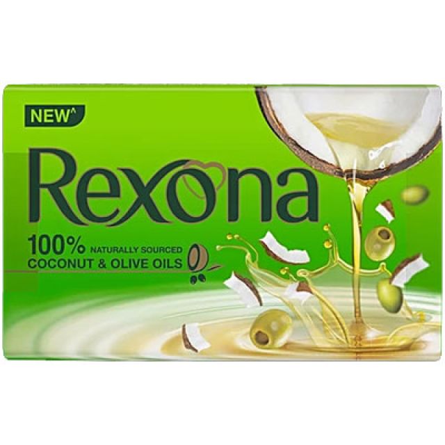 Pack of 3 Rexona Coconut & Olive Oil Soap Bar, 100% Naturally Sourced, 150 g