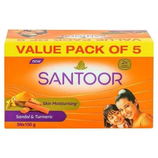 Santoor Sandal Turmeric Soap 150g x 5 Soaps Pack