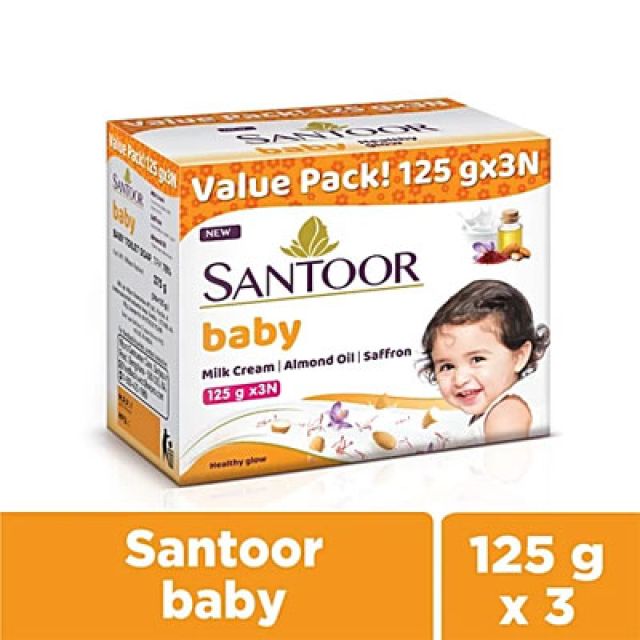 Santoor Baby Soap, 125 g (Pack of 3)