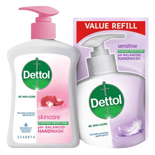 Dettol Liquid Handwash (Skincare) - 200 ml with Free Liquid Handwash - 175 ml